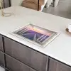 Doorkijk - Lavendel - Bloemen - Hout - Zonsondergang - Paars Inductie beschermer vinyl 3mm middel -sfeer8