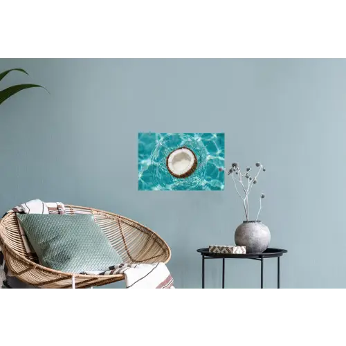 Kokosnoot - Water - Wit Muursticker klein -plant