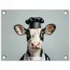 Koe - Zwart - Wit - Kok tuinposter los doek klein -3d