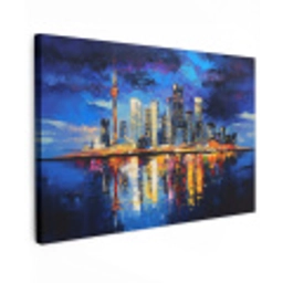 Skyline Toronto - Modern - Stadslicht - Blauw Tuinposter op houten frame 2 cm dik klein -3d