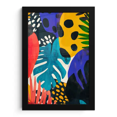 Bladeren - Vormen - Abstract - Kleurrijk fotolijst zwart zonder passe partout klein -3d