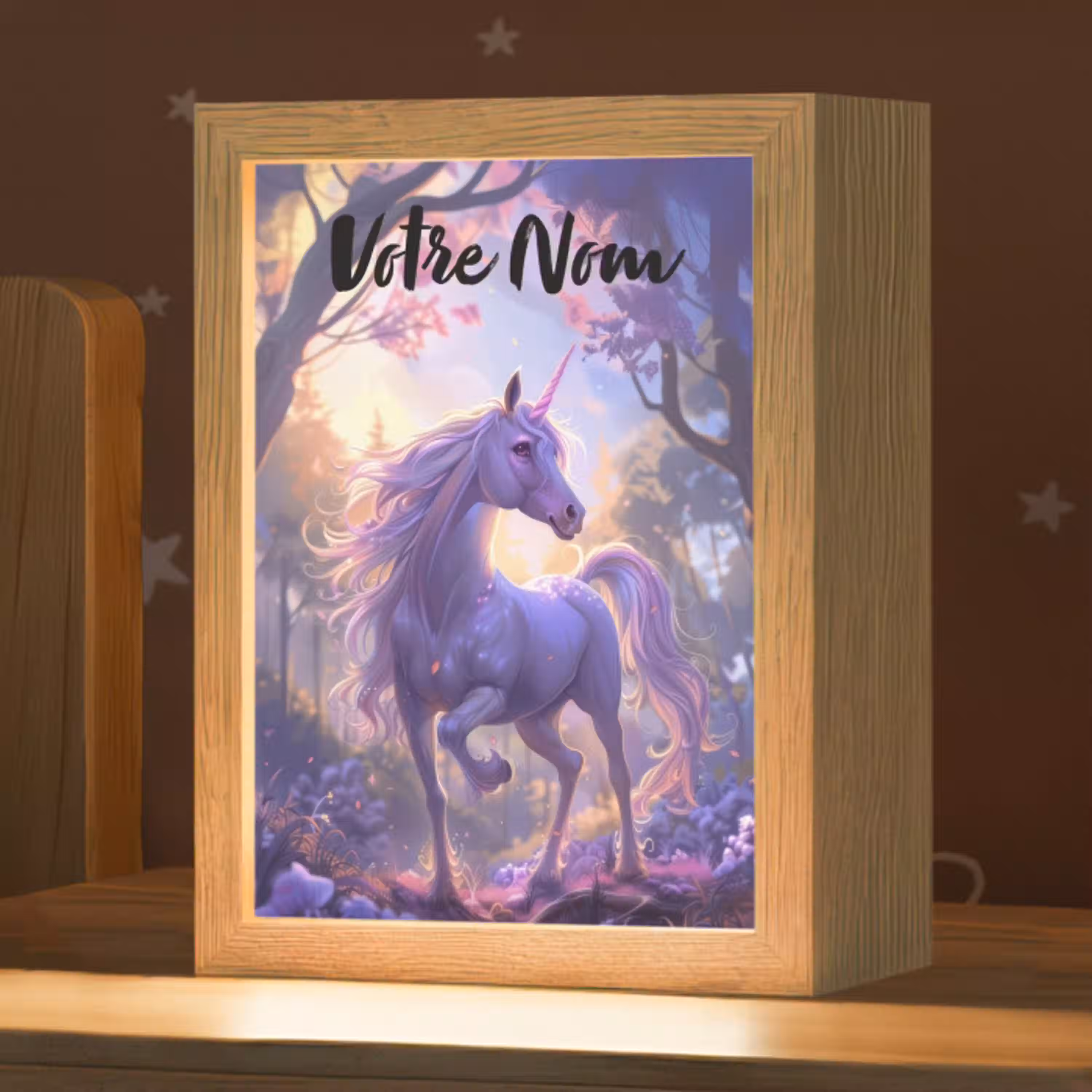 Eenhoorn - Paars - Sprookje - Fantasy dier Light Box met kabel (Kinderlampje) klein -zzz_3d_website