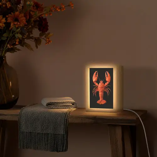 Kreeft - Papier - Origami papier - Rood Light Box met kabel (Tafellamp) klein -sfeer4