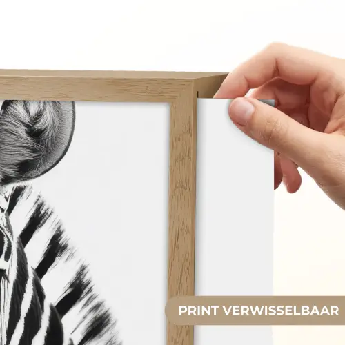 Zebra - Close-up - Zwart - Strepen Light Box met batterij (Wandlamp) middel -USP_websiteprintNL