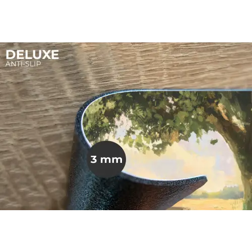 Houten bankje - Bloempotten - Landschap Placemat vinyl groot -closeup