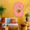 Illustratie - Bloemen - Rand - Roze Wandcirkel Ovaal Glas middel -sfeer4