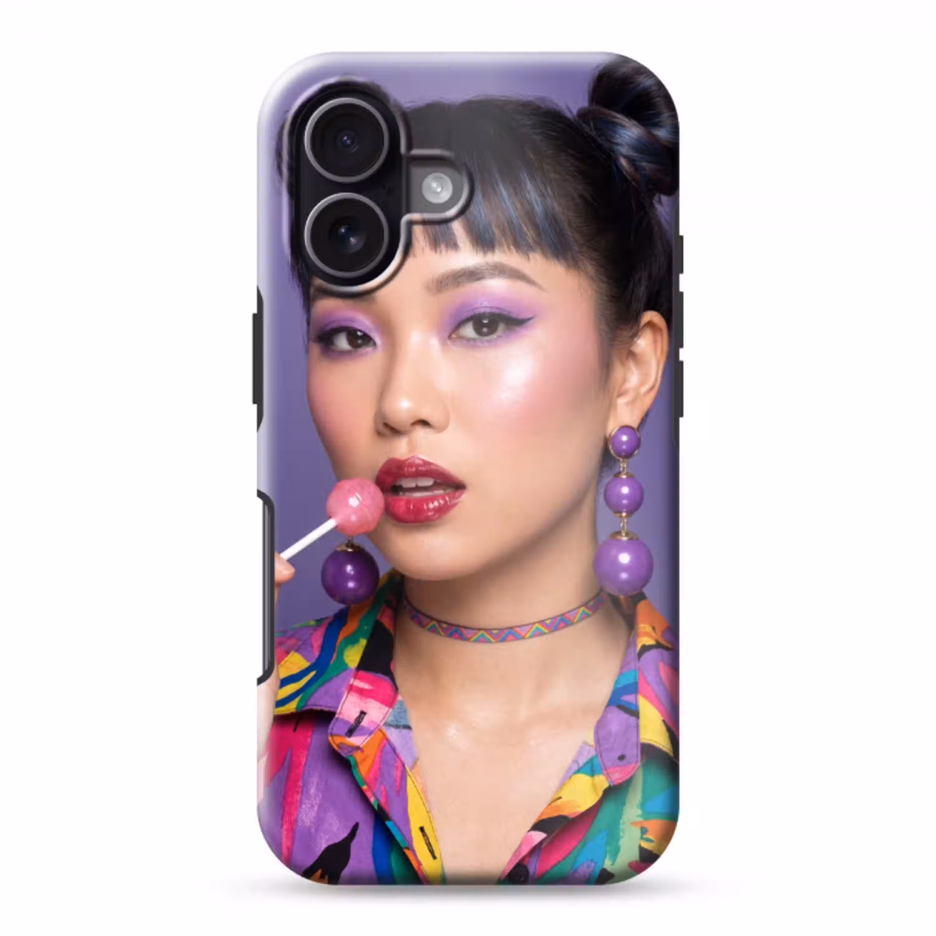 Vrouw - Portret - Make-up - Paars - Levendig Toughcase MagSafe Apple iPhone 17 klein -3d