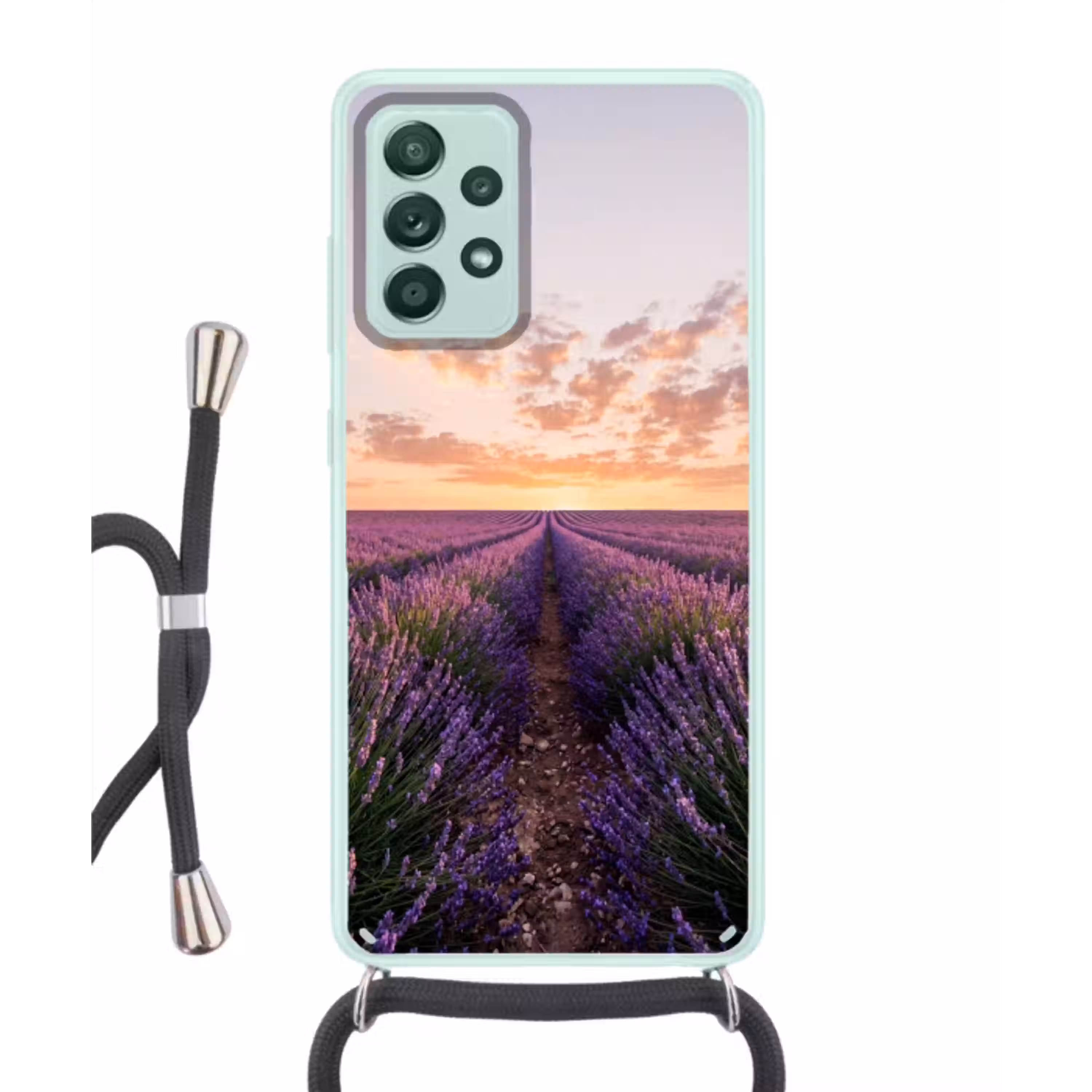 Landschap - Lavendelveld - Paars Hoesje Samsung Galaxy A52 met koord klein -3d