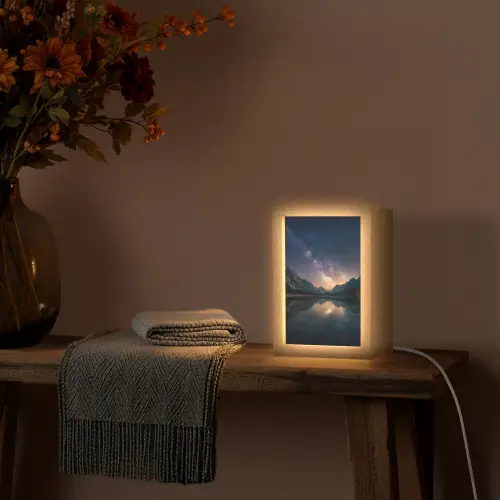 Kristalhelder meer - Bergen - Bergen Light Box met kabel (Tafellamp) klein -sfeer4