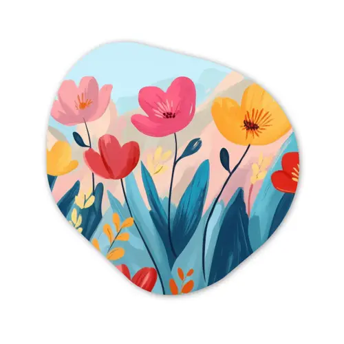 Illustratie - Bloemen - Kleurrijk Wandcirkel Organisch Forex 3mm klein -3d