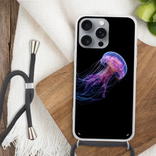 Kwal - Doorzichtig - Roze - Tentakels Hoesje iPhone 16 Pro Max met koord klein -sfeer4