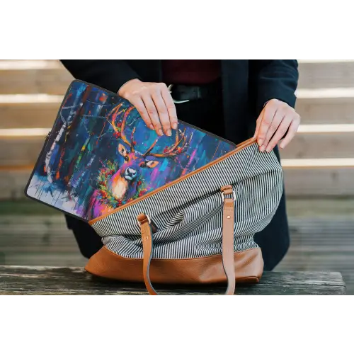 Rendier - Krans - Sprookjesachtig - Blauw laptophoes neopreen klein -tas