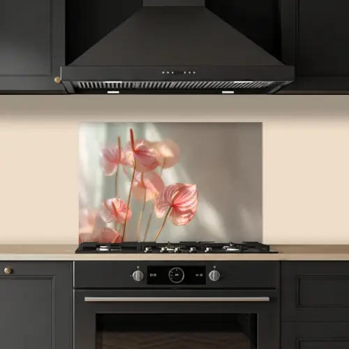 Bloemen - Stelen - Roze - Schaduw keuken achterwand spatscherm klein -sfeer1