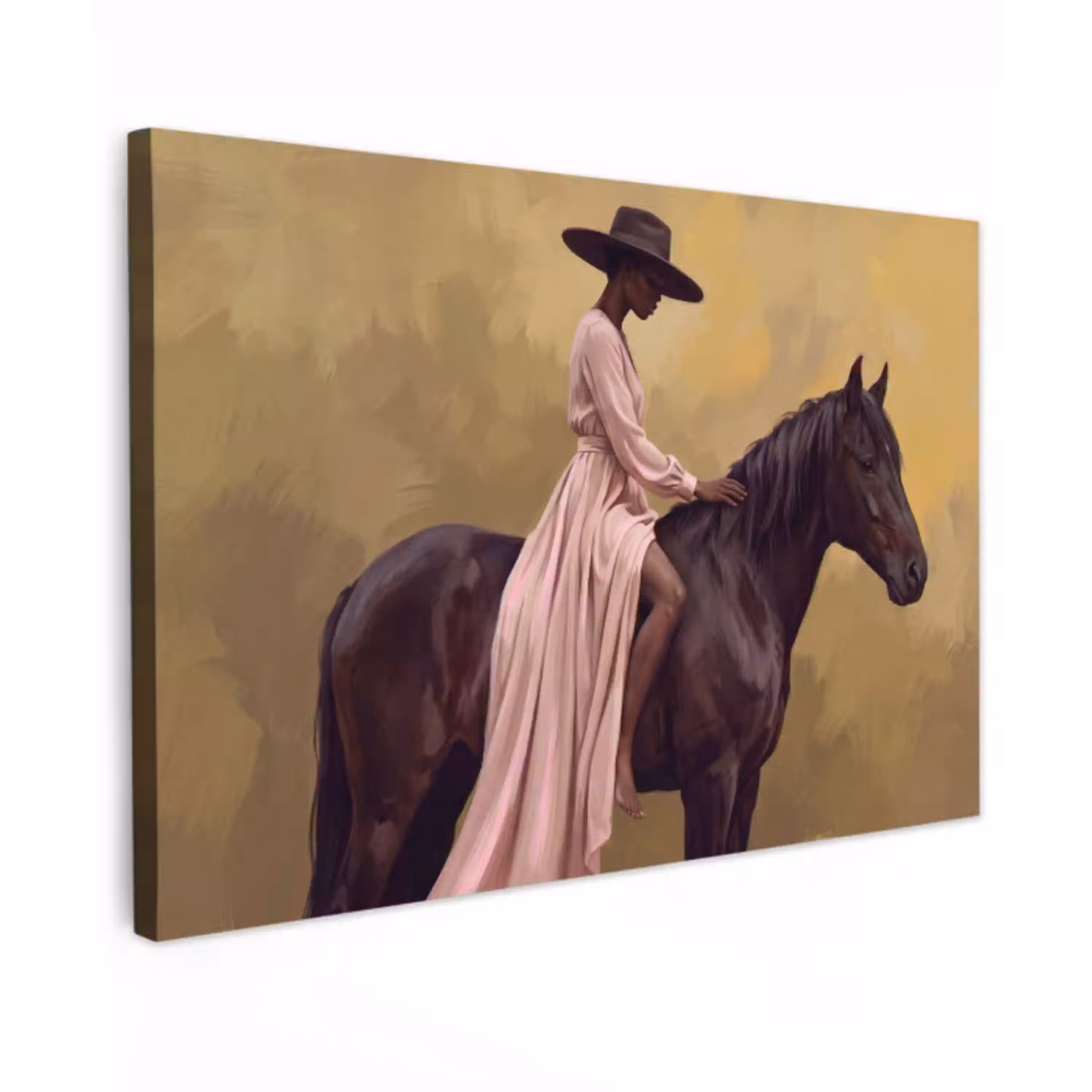 Paard - Klassiek - Oker Tuinposter op houten frame 2 cm dik klein -3d