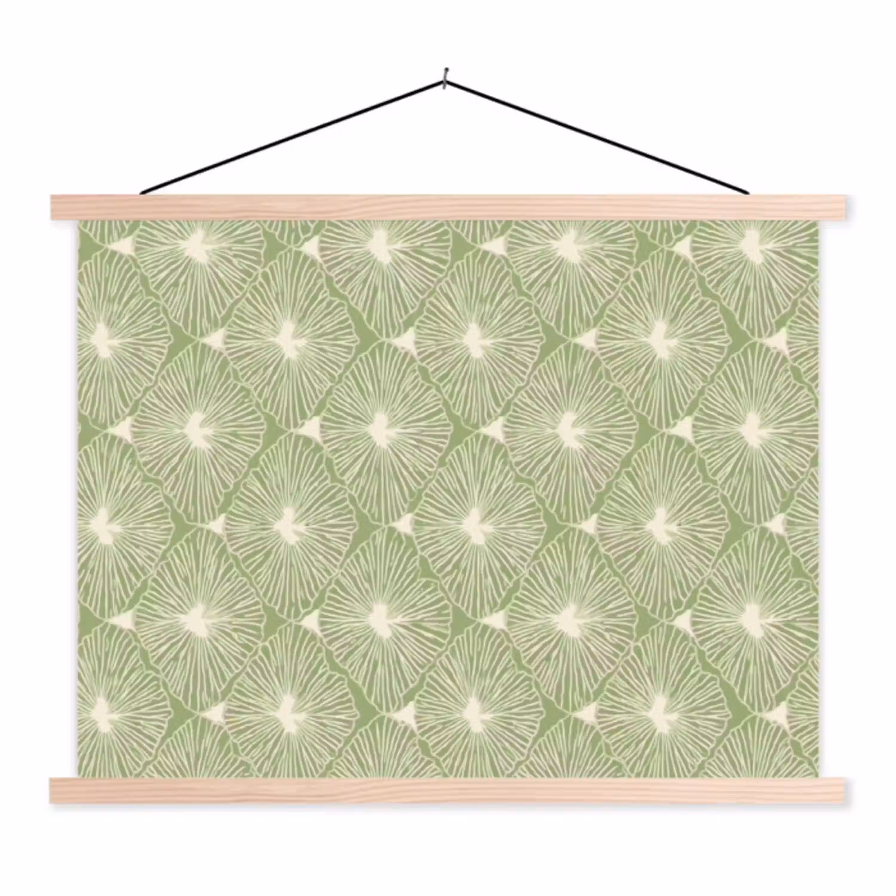 Saliegroen - Botanisch - Ruiten - Organisch - Patroon textielposter latten blank klein 122 -3d