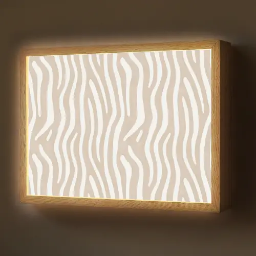 Abstract - Zebra - Beige Light Box met batterij (Wandlamp) middel 907 -z3d_website