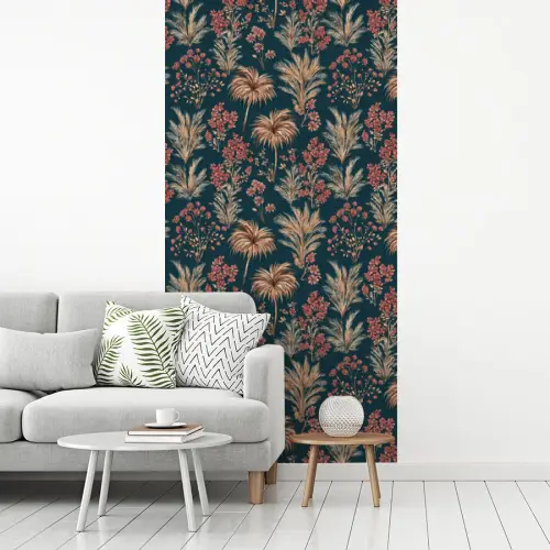 Botanisch - Patroon - Blauw fotobehang vinyl groot 64 -woonkamer
