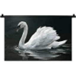 Zwaan - Water - Natuur - Realistisch - Wit Wandkleed katoen klein -zz3d