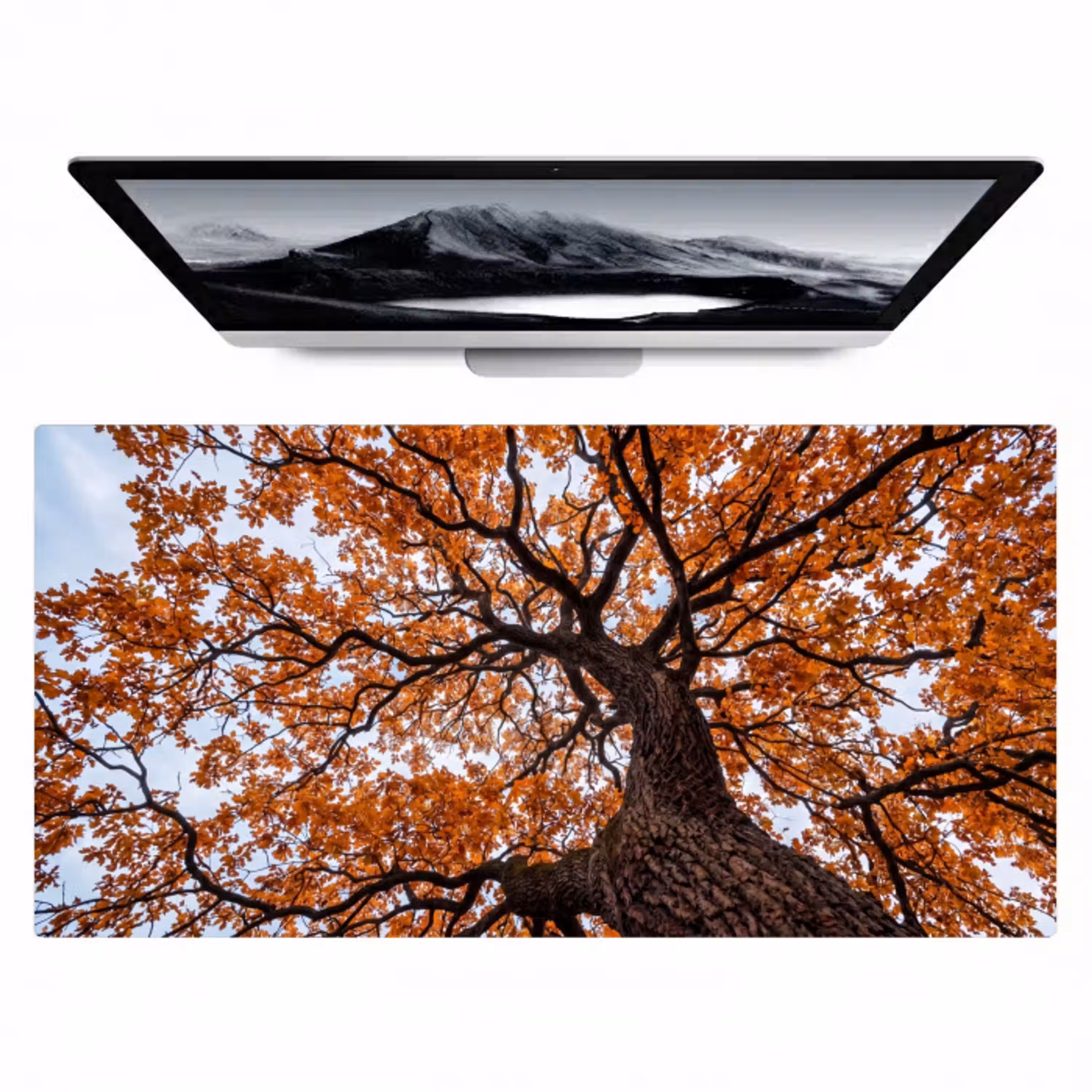 Boom - Bladerdak - Herfst - Oranje - Sfeervol Muismat XXL klein -zzz3d