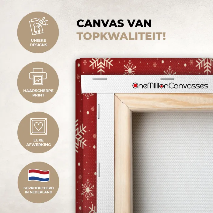 Illustratie - Sneeuwvlokken - Rood canvas 2cm xxl 828 -sfeer2