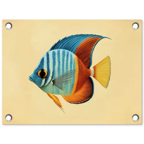 Vis - Vinnen - Blauw - Ogen tuinposter los doek klein -3d