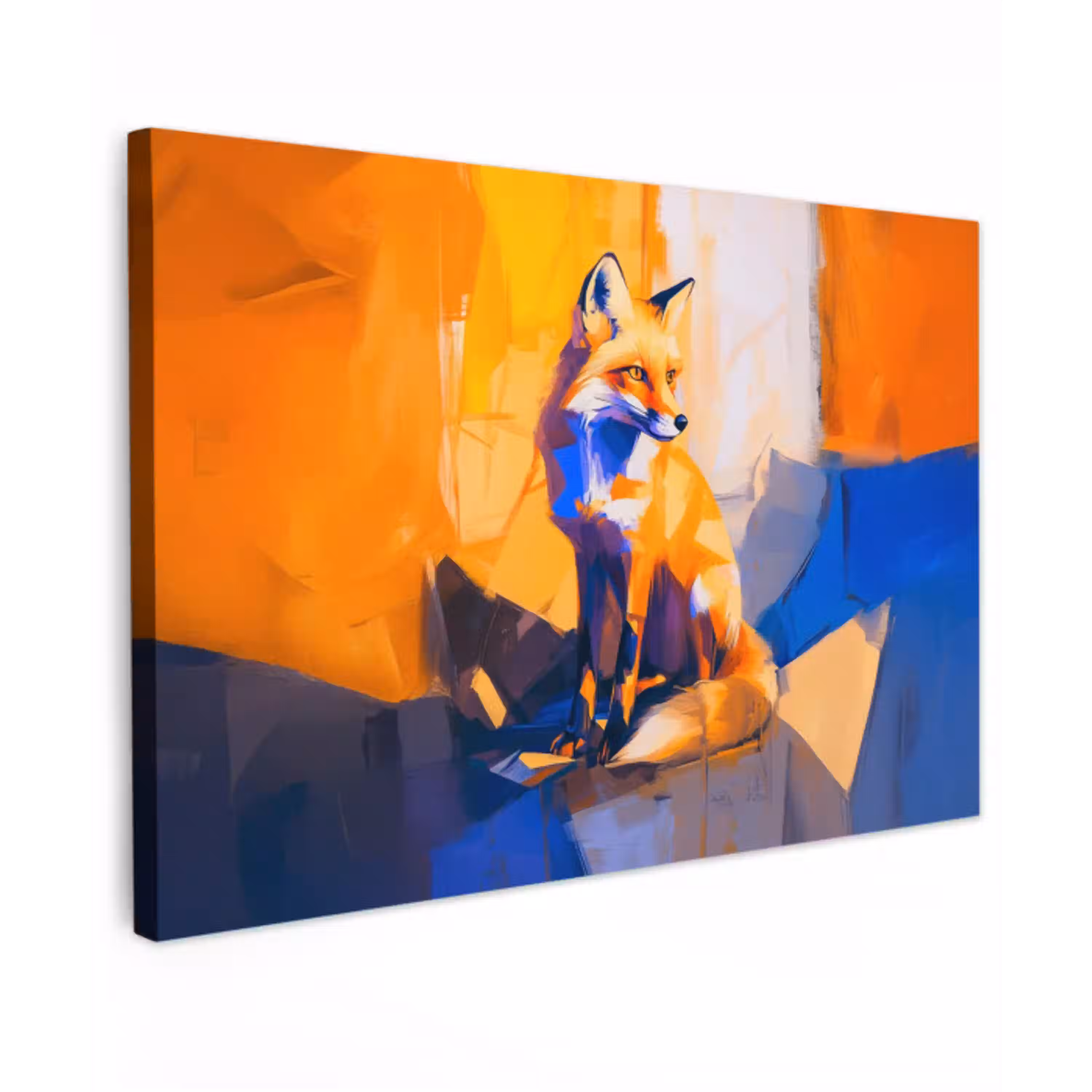 Vos - Oranje - Vormen - Abstract canvas 2cm klein -z3d