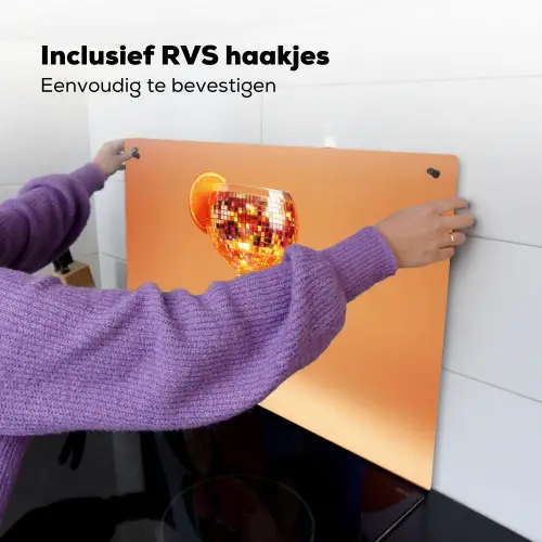Drank - Oranje - Glitter - Disco Inductie beschemer met haakjes klein -ky-ophangen-nl
