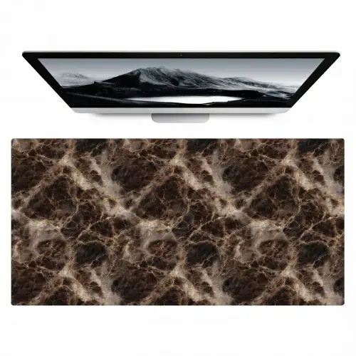 Bruin - Goud - Marmer Muismat XXL klein 681 -zzz3d