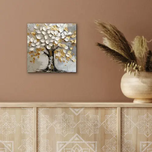 Boom - Beige - Grijs - Goud - Abstract aluminium wit klein -sfeer4