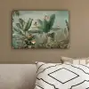 Tropisch bladerdek - Vlinders - groen - Bruin canvas 2cm klein -sfeer3