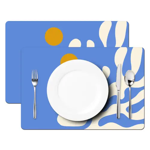 Minimalistisch - Organisch patroon - Blauw Placemat vinyl groot -zzsfeer2_Kitchenyeah-website