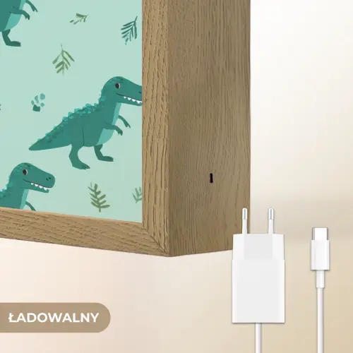 Donkergroen - Dinosaurussen - Afdrukken - Bladeren Light Box met batterij (Wandlamp kind) middel -USP_websiteoplaadbaarNL