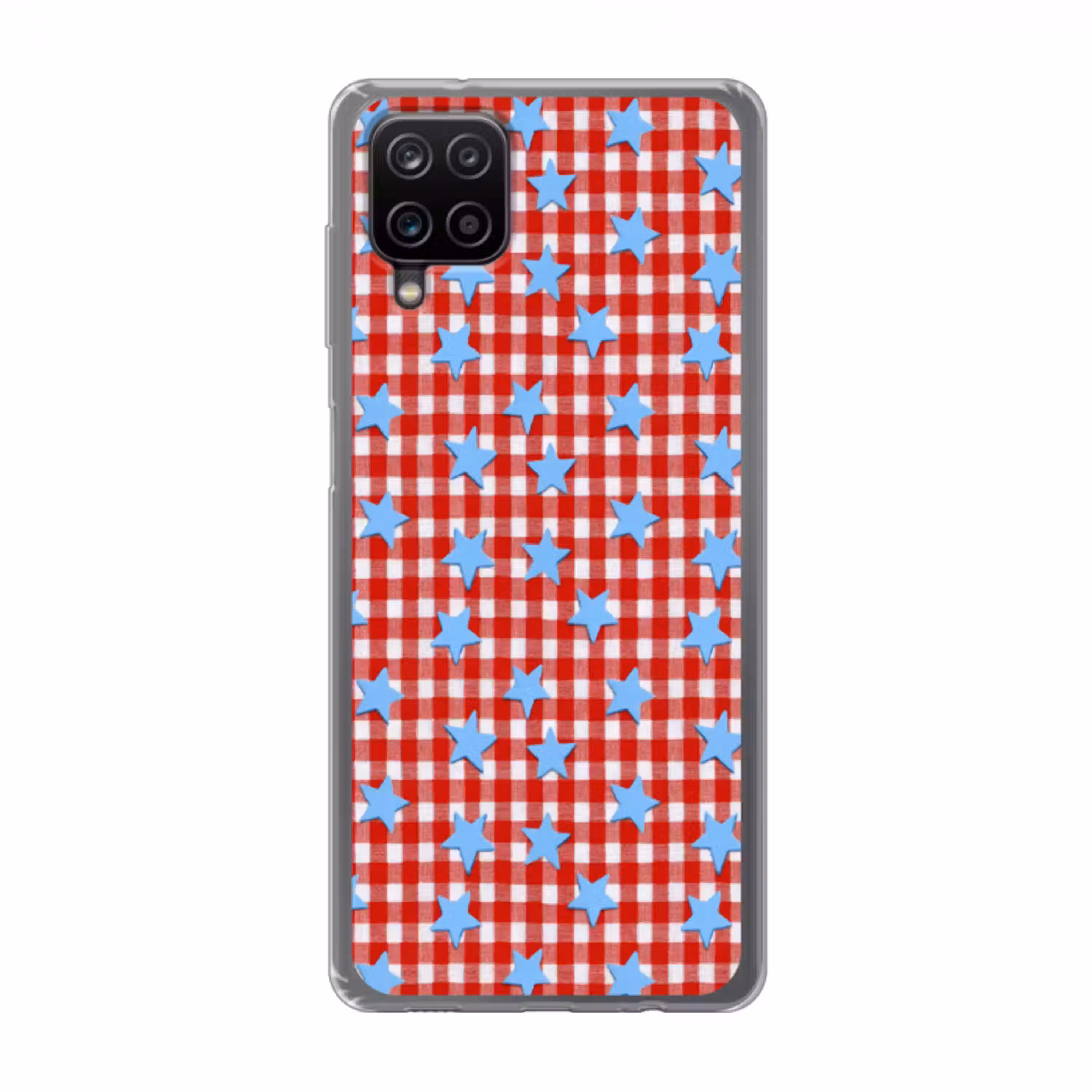 Ruit - Sterren - Rood Telefoonhoesje Samsung Galaxy A12 klein 372 -3d