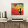 Banksy - Kunst - Graffiti - Meisje - Street art aluminium wit klein -sfeer1