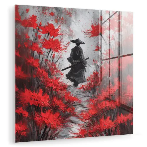 Rode bloemen - mistig - Man plexiglas 5mm klein -zzzproduct_nieuw