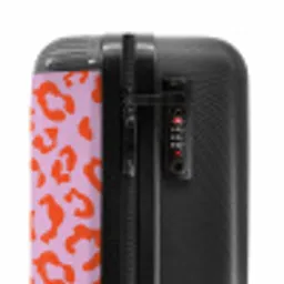 Dierenprints - Panterprint koffer in oranje en lichtroze NBS - Handbagage koffer - Unisex middel -slot