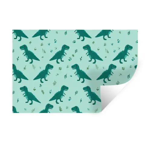 Donkergroen - Dinosaurussen - Afdrukken - Bladeren Muursticker klein -3d