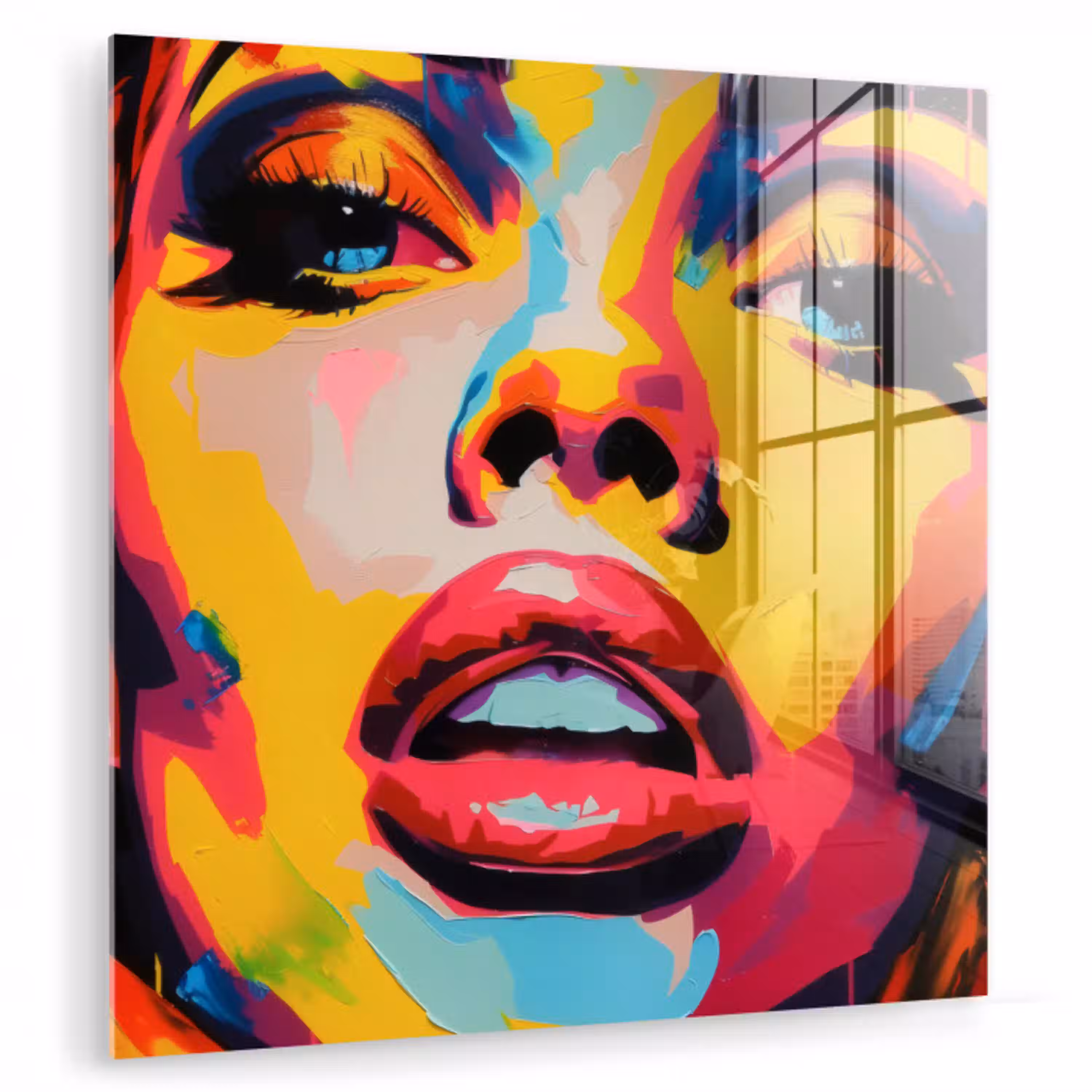 Vrouw - Gezicht - Kleurrijk plexiglas 5mm klein -zzzproduct_nieuw