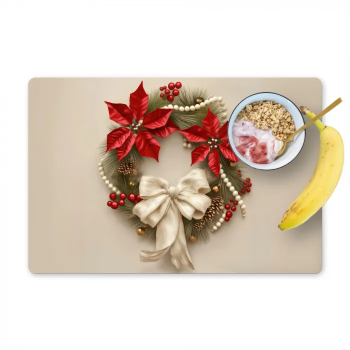 Deurkrans - Strik - Kerst - Rood - Groen Placemat vinyl groot -zzzproduct_Kitchenyeah-website
