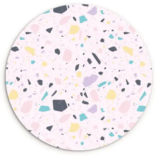 Terrazzo -  Patroon - Zacht - Snoep Wandcirkel kunststof plaat 5mm dik klein 188 -3d