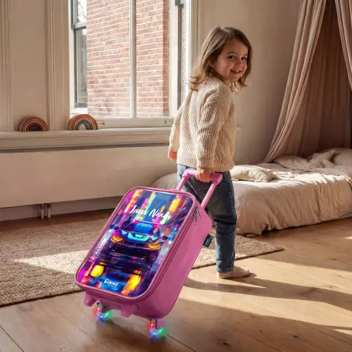 Neon nightcar Kinderkoffer - Roze klein -sfeer1