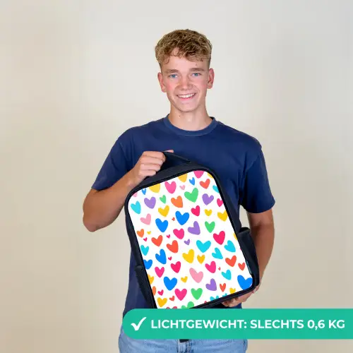 Hartjes - Kleurrijk - Patroon - Levendig Rugzak - Zwart middel -sfeer7_NL