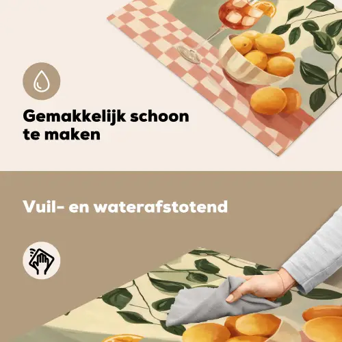 Citroenen - Glas - Tafelkleed - Geblokt Inductie beschemer met haakjes klein -ky-schoon-nl