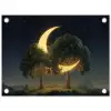 Maan - Bomen - Rust tuinposter los doek klein -3d