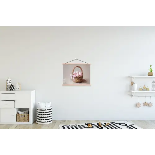 Mand - Eieren - Roze textielposter latten blank klein -kinderkamer