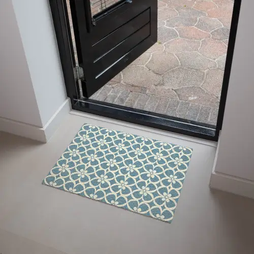Patroon - Symmetrisch - Blauw Deurmat klein 898 -sfeer5