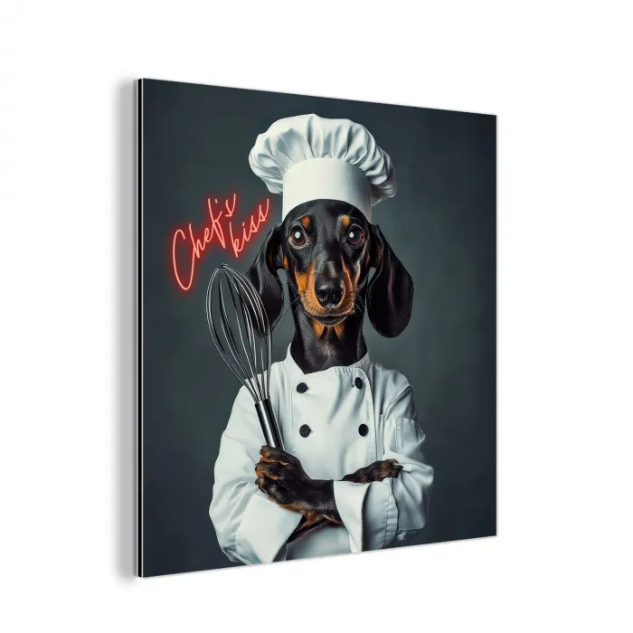 Quote - Neon - Hond - Kokskleding aluminium wit klein -3d
