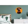 Hond - Oranje - Roos - Valentijn Wandcirkel aluminium klein -slaapkamer