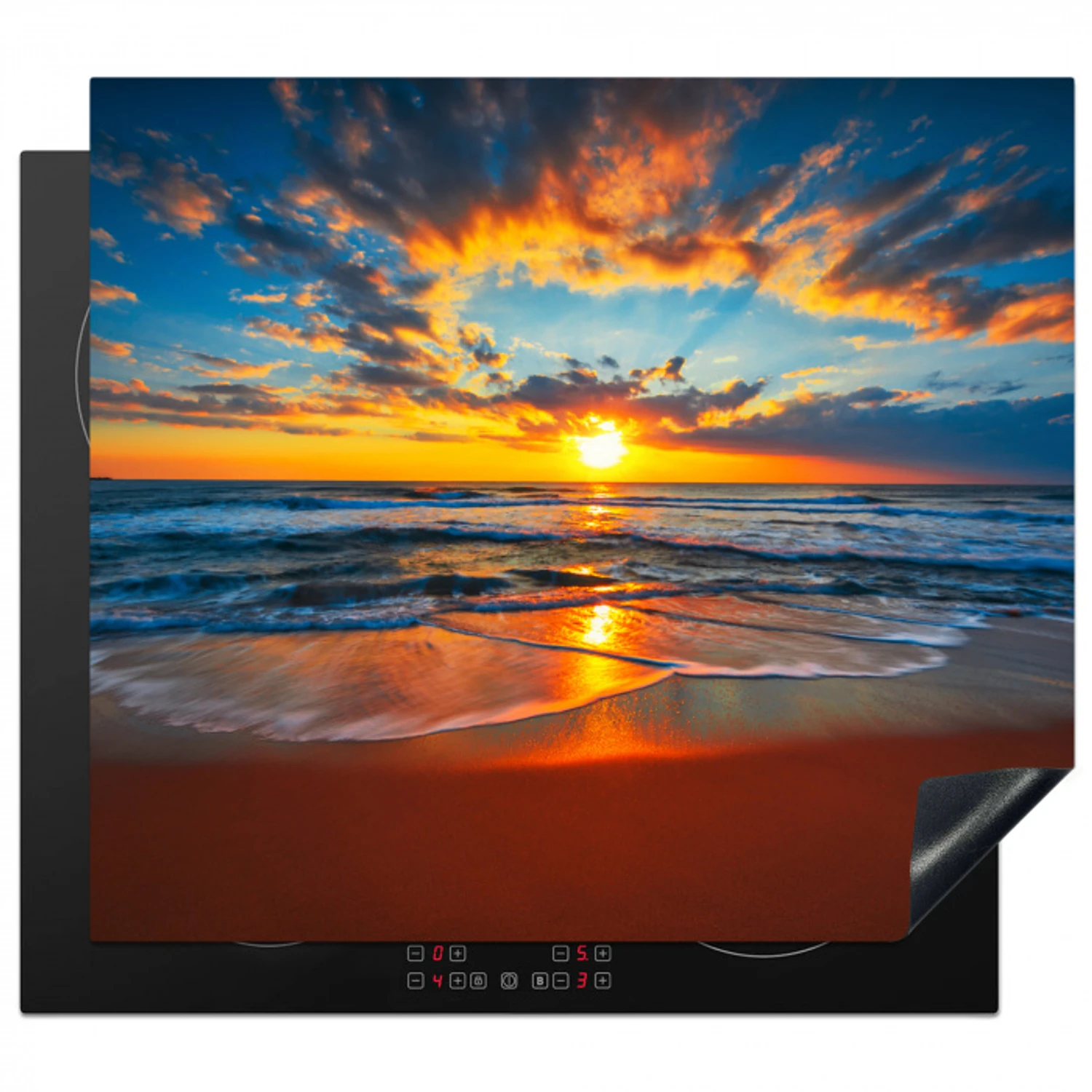 Schittering op de Golven bij Zonsondergang Inductie beschermer vinyl 3mm middel -3d