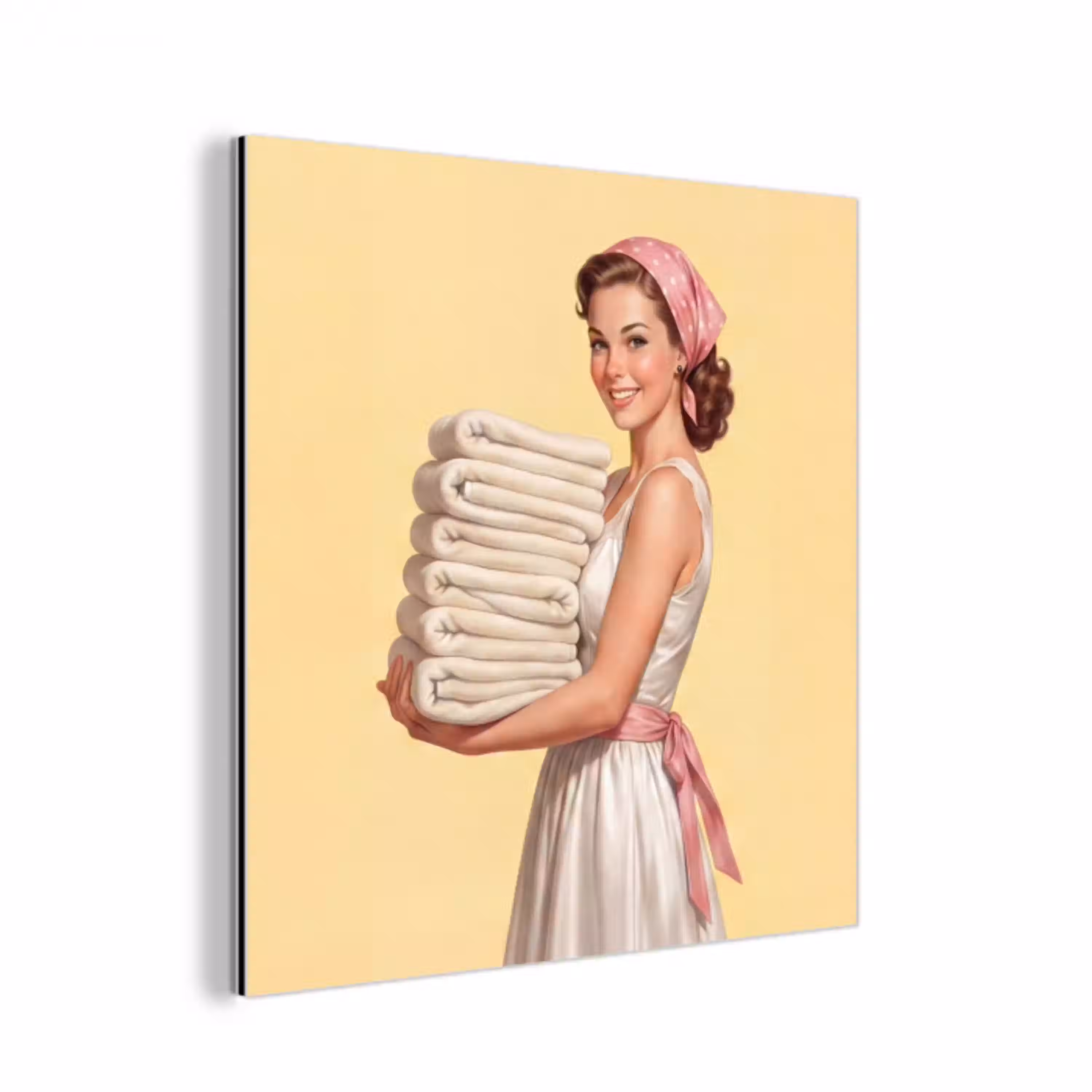 Handdoeken - Vrouw - Jurk - Roze aluminium wit klein -3d